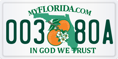 FL license plate 0038OA