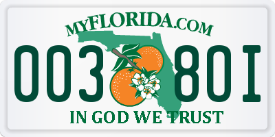 FL license plate 0038OI