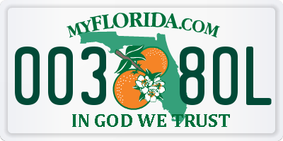 FL license plate 0038OL