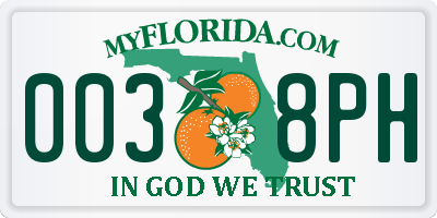 FL license plate 0038PH
