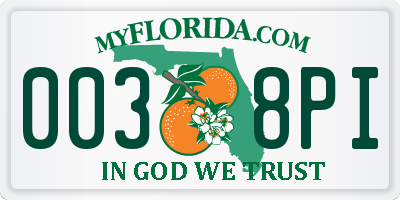 FL license plate 0038PI