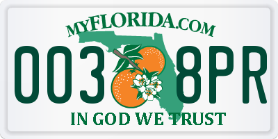 FL license plate 0038PR