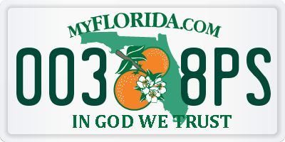 FL license plate 0038PS
