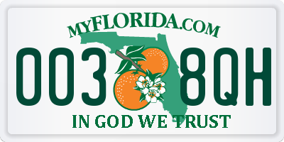 FL license plate 0038QH