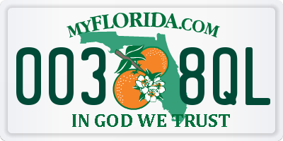 FL license plate 0038QL