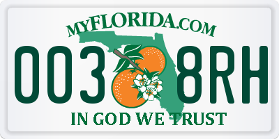 FL license plate 0038RH