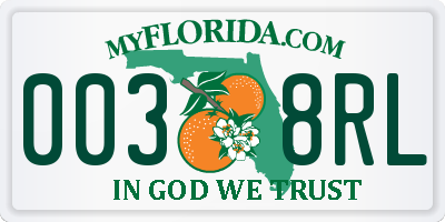 FL license plate 0038RL