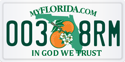 FL license plate 0038RM
