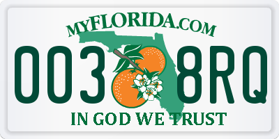 FL license plate 0038RQ