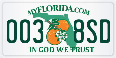 FL license plate 0038SD
