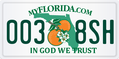 FL license plate 0038SH