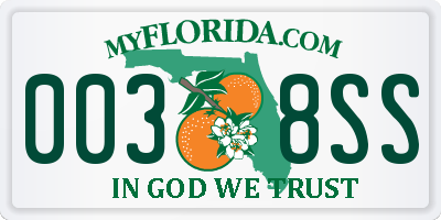 FL license plate 0038SS