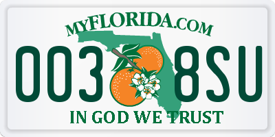 FL license plate 0038SU