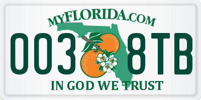 FL license plate 0038TB
