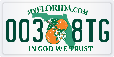 FL license plate 0038TG