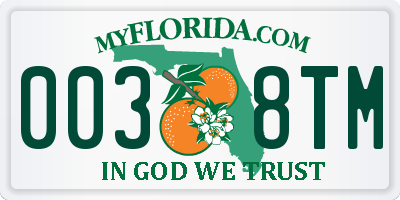 FL license plate 0038TM