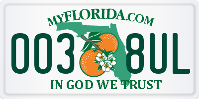 FL license plate 0038UL