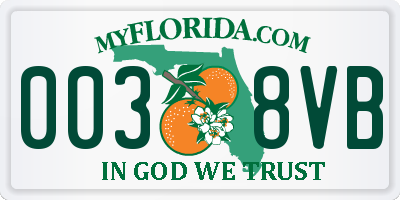 FL license plate 0038VB