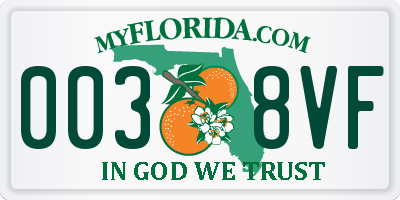 FL license plate 0038VF