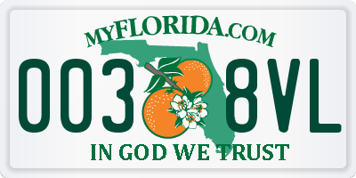 FL license plate 0038VL