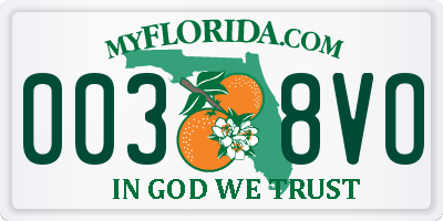 FL license plate 0038VO