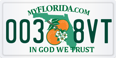FL license plate 0038VT