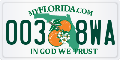 FL license plate 0038WA