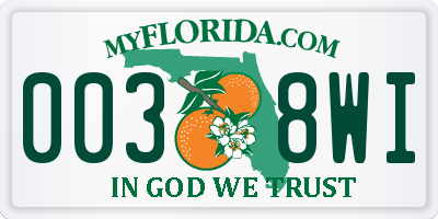 FL license plate 0038WI