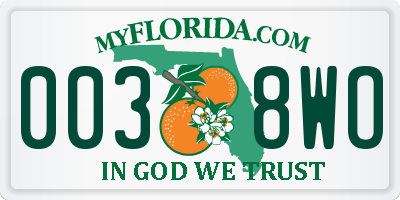 FL license plate 0038WO