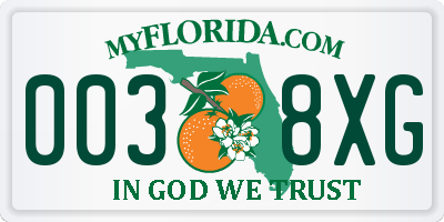 FL license plate 0038XG