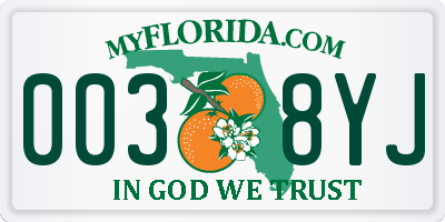 FL license plate 0038YJ