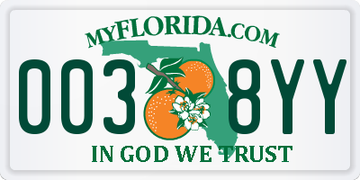 FL license plate 0038YY