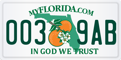 FL license plate 0039AB