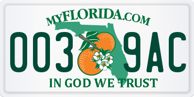FL license plate 0039AC