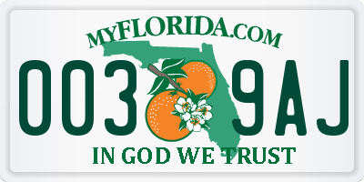 FL license plate 0039AJ
