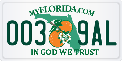 FL license plate 0039AL