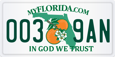 FL license plate 0039AN