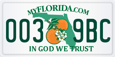 FL license plate 0039BC