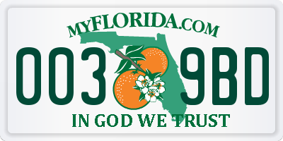FL license plate 0039BD