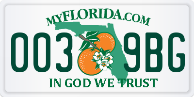 FL license plate 0039BG