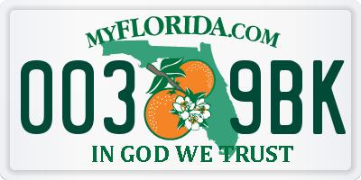 FL license plate 0039BK