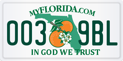 FL license plate 0039BL