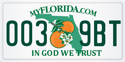 FL license plate 0039BT