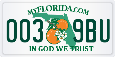 FL license plate 0039BU