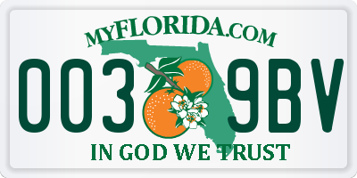 FL license plate 0039BV