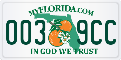 FL license plate 0039CC