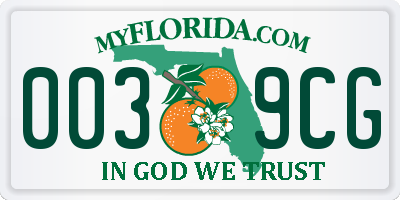 FL license plate 0039CG
