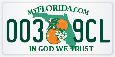 FL license plate 0039CL