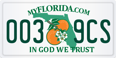 FL license plate 0039CS