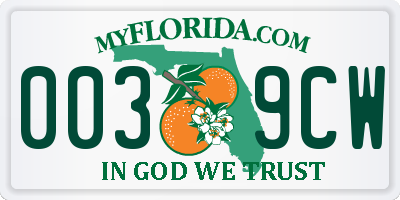 FL license plate 0039CW